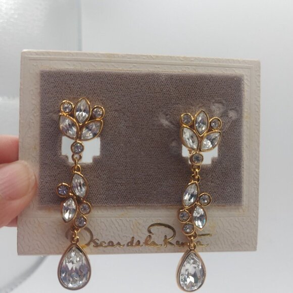 VTG Oscar de la Renta Vintage with Tag by Coro 2.5"  drop RARE GP Rhinestone - Picture 9 of 12